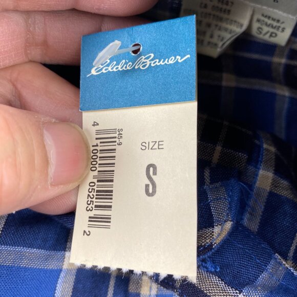 New Eddie Bauer Plaid Shirt Men Small S MBRY Harbor Button Down Polo Preppy NWT - Picture 6 of 10
